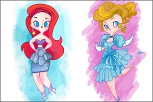 Princesas Disney: Ariel, Cinderela e Jasmine com visual dos anos 80