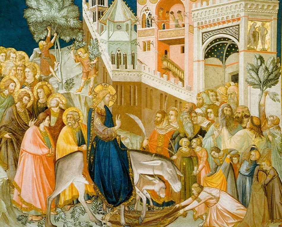 Pintura da entrada de Jesus em Jerusalém, de 1320.