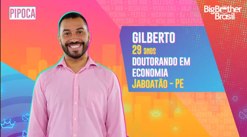 Na foto, aparece Gilberto, participante do BBB 21.