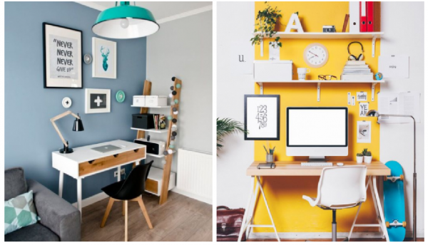 Dois exemplos de cores para home office.