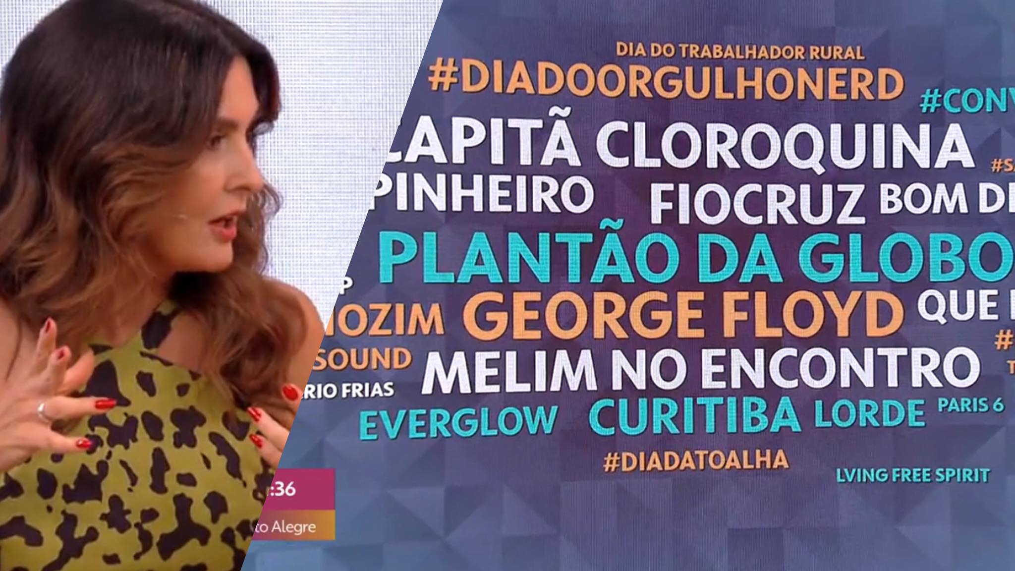 Fátima Bernardes revela que Plantão Globo entrou nos termos mais buscados nessa manhã (montagem: Fashion Bubbles)