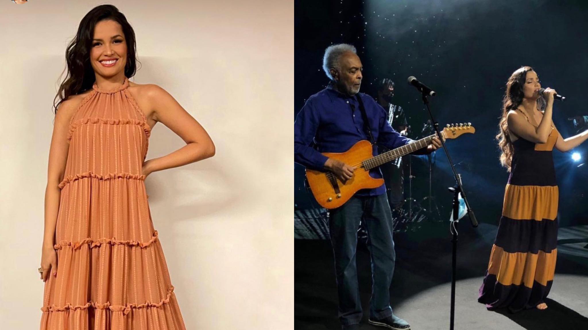 Juliette usa vestido de R$3 Mil em live com Gilberto Gil (montagem: Fashion Bubbles)