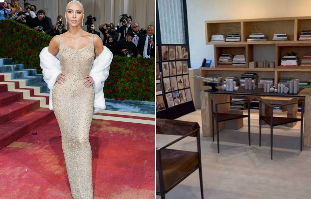 Escritório de Kim Kardashian viraliza por móveis peculiares. Veja o vídeo!