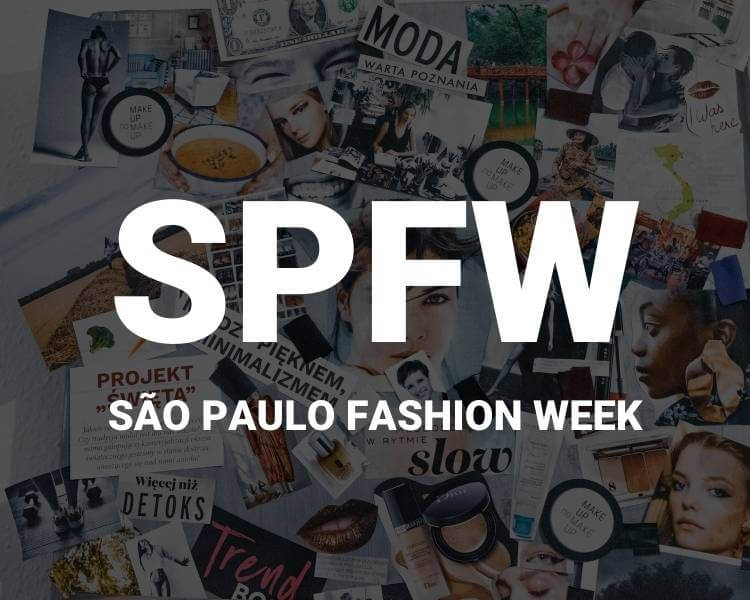 Foto de moda com a logo SPFW São Paulo Fashion Week.