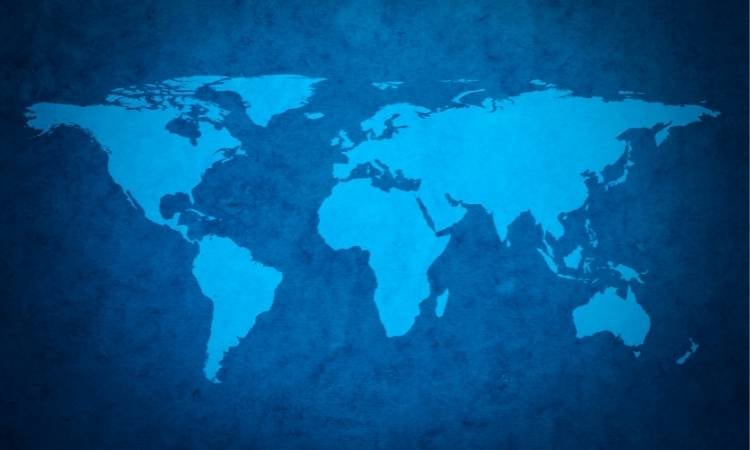 Mapa mundi azul.