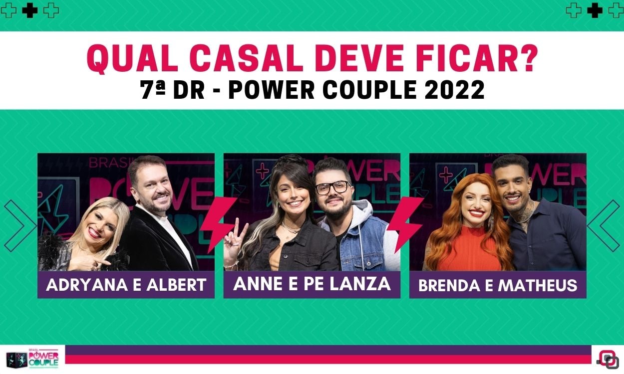 Enquete Power Couple 2022 7° DR Votação R7: Adryana e Albert, Anne e Pe Lanza ou Brenda e Matheus, quem deve ficar?