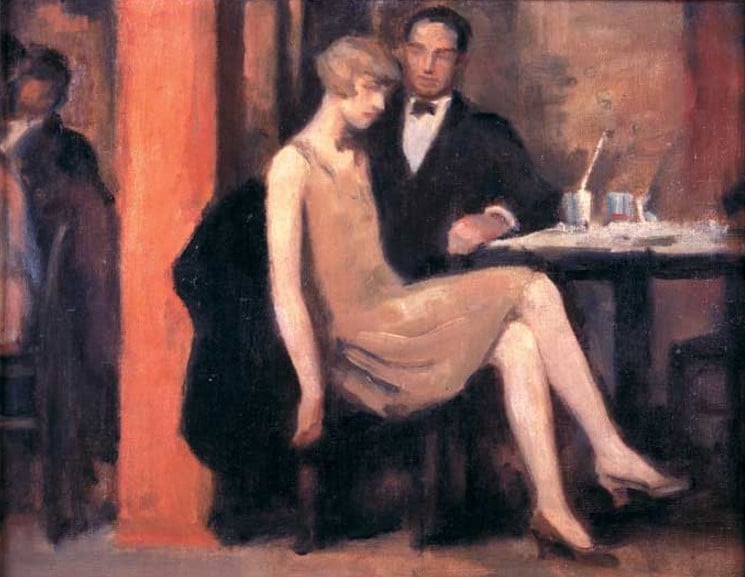 Pintura dos anos 20 com um casal