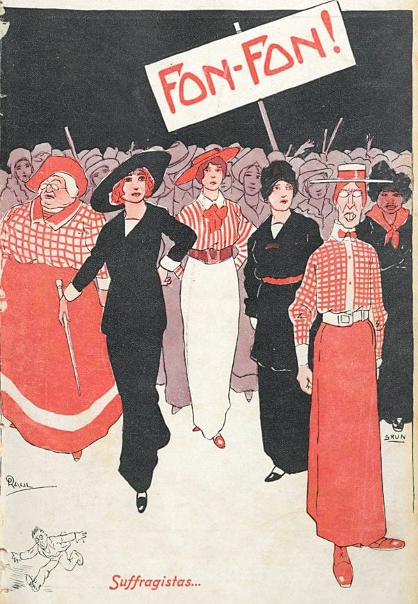 Capa da Revista Fon Fon com a moda dos anos 10 das sufragistas