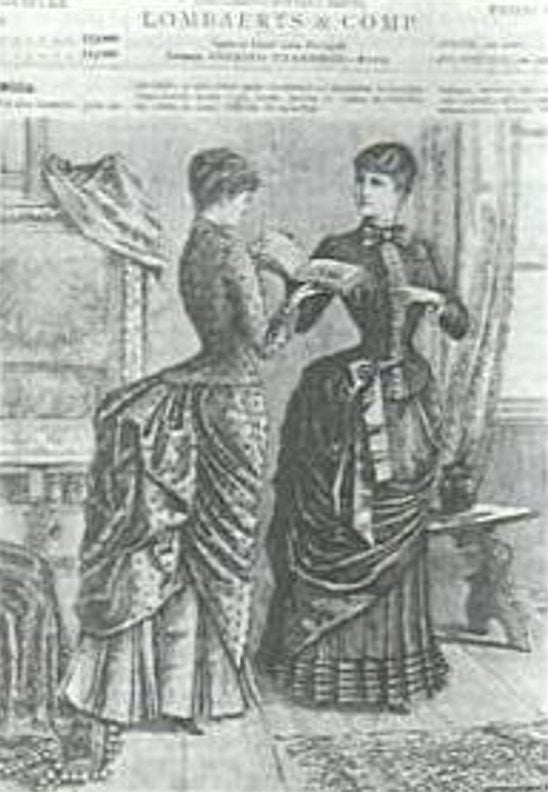 Publicidade com vestidos do século XIX