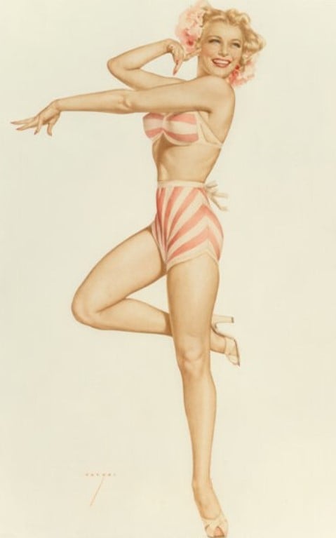 Ilustração em estilo pin-up de Alberto Vargas, 1948. 