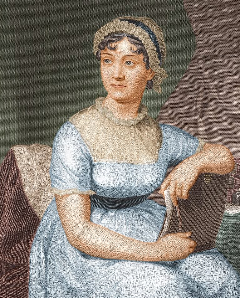 Versão colorida de um desenho de Jane Austen, de 1873.