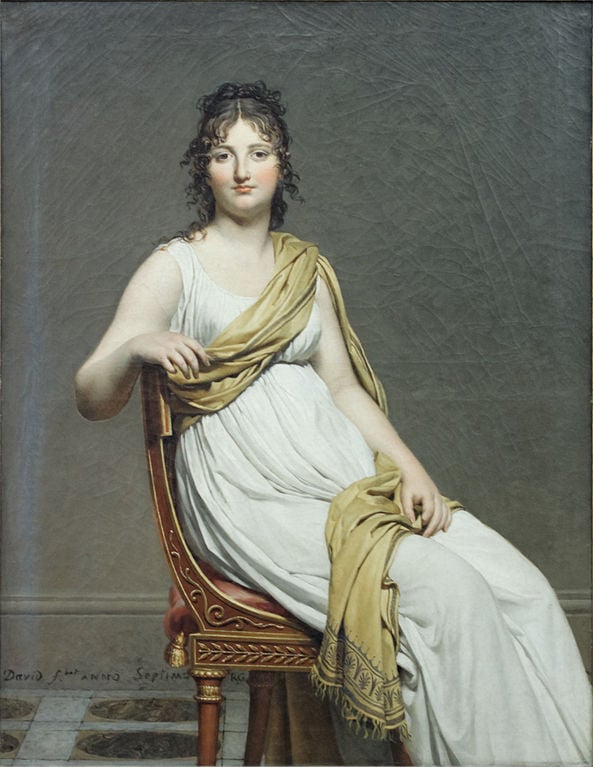 Retrato da Madame de Verninac com a moda império, de 1799.