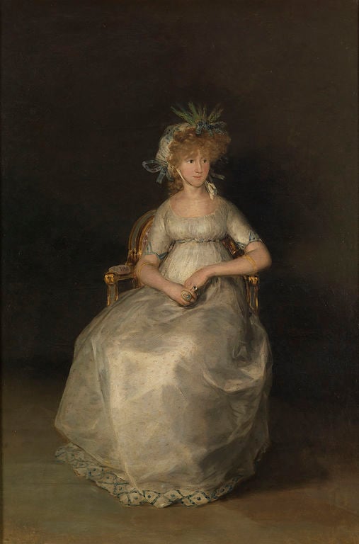 Retrato de María Teresa de Borbón y Vallabriga, de 1800, vestida com a moda império. 