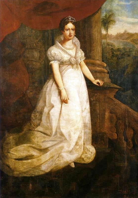 Retrato de Dona Leopoldina de Habsburgo com a moda império.