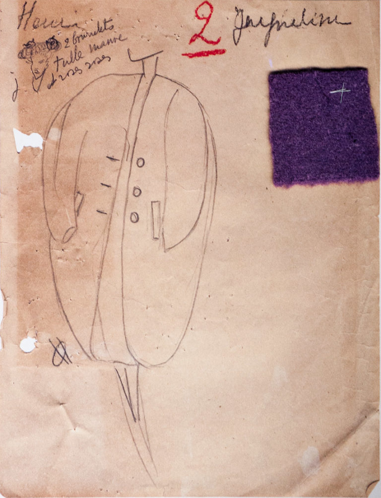 Croquis do Atelier de Balenciaga, Coleção Verão 1947, Pase Nª 2. 