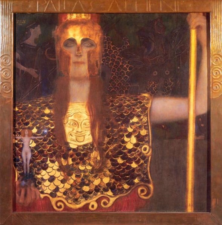 Pintura Art Noveuau ´Palas Atenea`, de Gustav Klimt. 