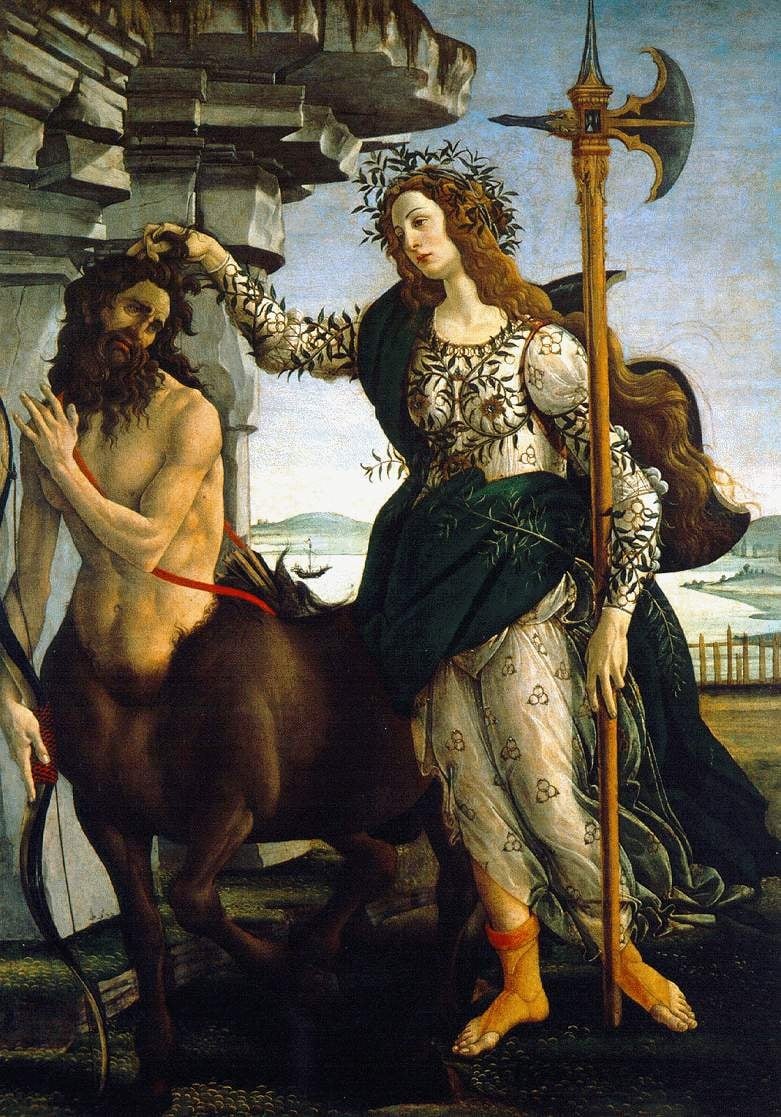 Palas Atena e o Centauro, cerca de 1482. 