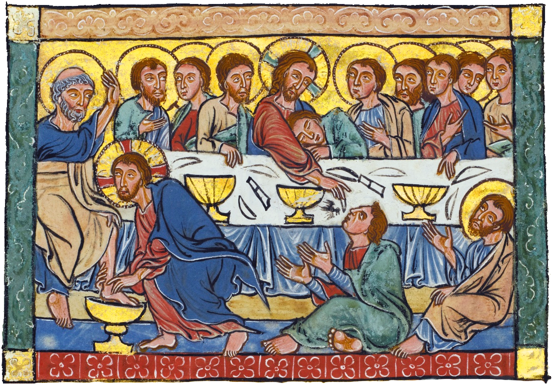 "A Última Ceia", pintura do século XIII. 