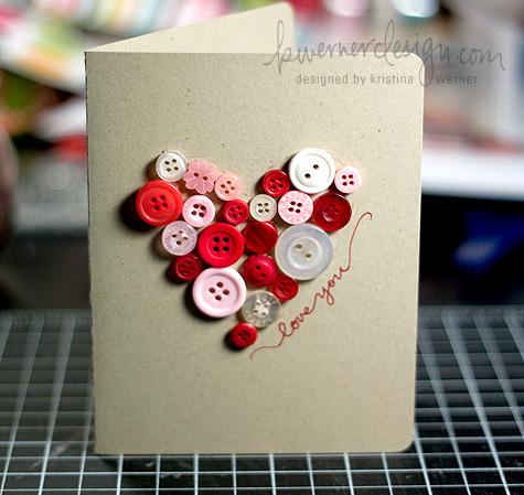 Cartão de botões faça você mesmo Dia dos Namorados