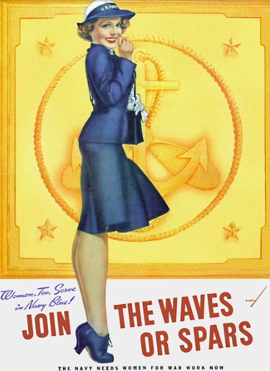 Poster com ilustração pin-up de George Petty "Waves or Spars", de 1942.