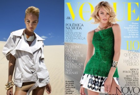 Top sul-africana estampa capa da Vogue Brasil de outubro
