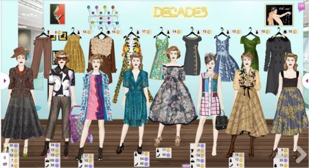 Marca vintage Decades da rede social Stardoll faz revival a modelitos de diversas décadas