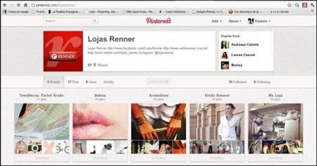 Renner inaugura perfil no Pinterest