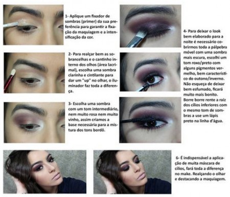 Maquiagem – Passo a passo de make bordô