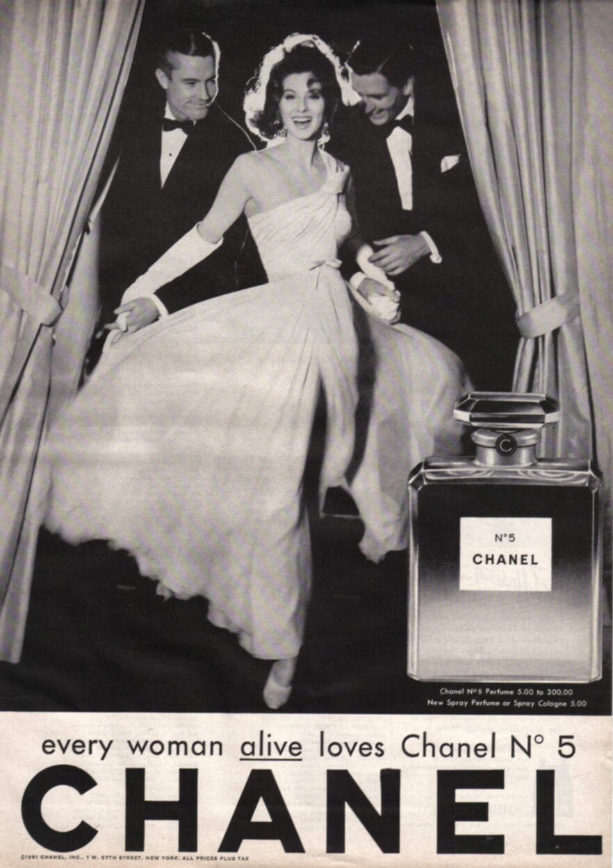 Anúncio vintage do perfume Chanel n5