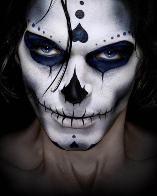 Maquiagem de caveira mexicana para Halloween para homem