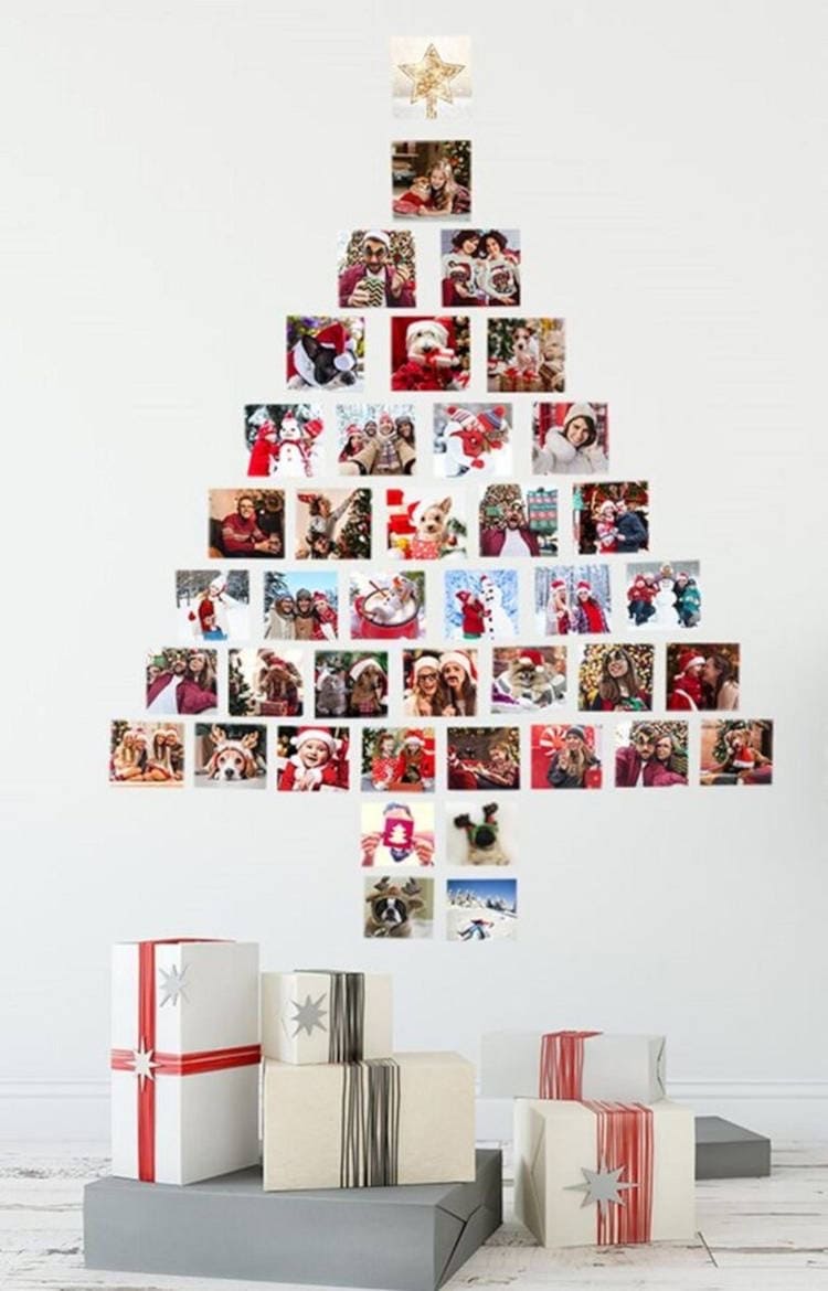 Árvore de Natal com fotos da família