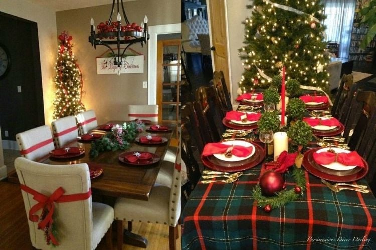 Sala de jantar decorada para Natal