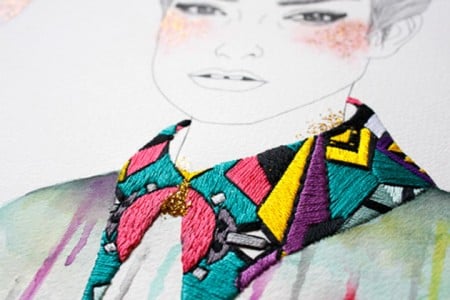Ilustração de moda – Conheça a arte de Izziyana Suhaimi, que une técnicas de desenho e bordado