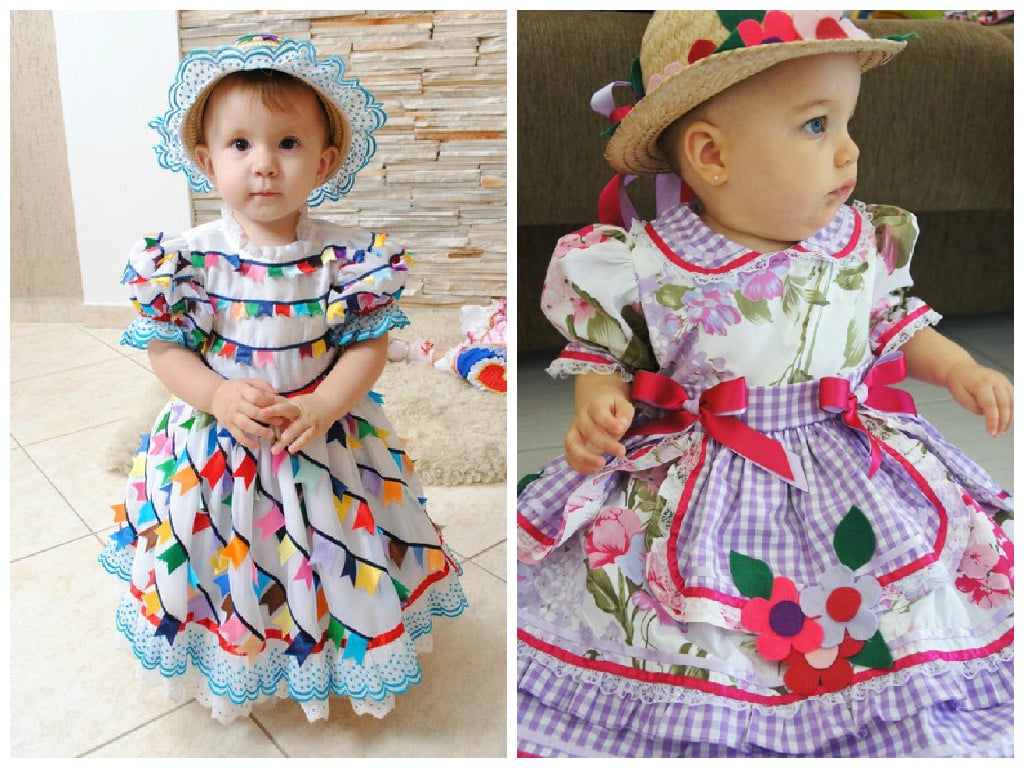 Meninas, bebês, vestidos festa junina