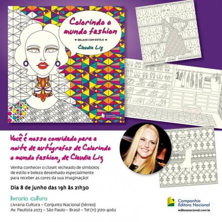 Livros para colorir – Claudia Liz lança livro de colorir sobre o mundo fashion