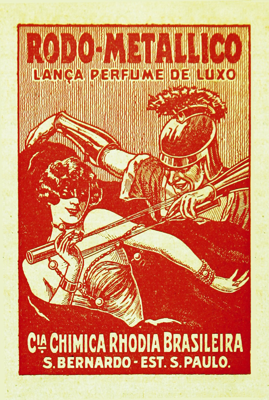 Publicidade do lança-perfume da Rhodia.