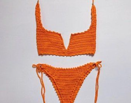 Biquíni de crochê laranja 
