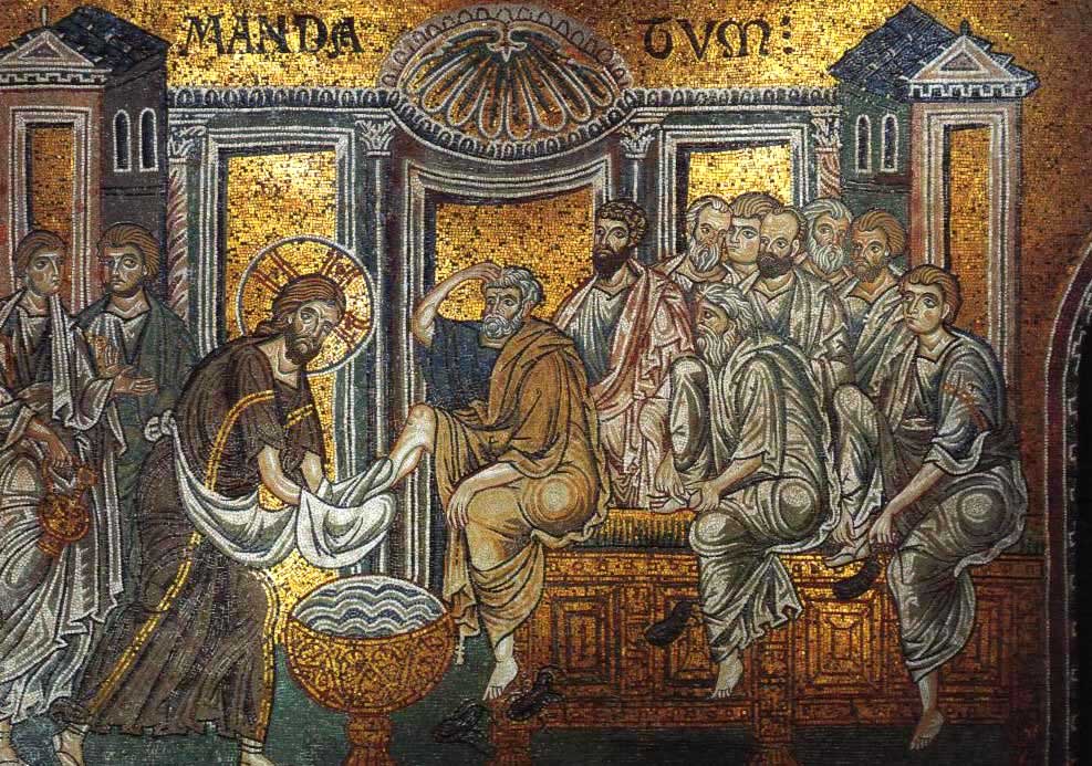 Lava-pés. Mosaico na Catedral de Monreale. 