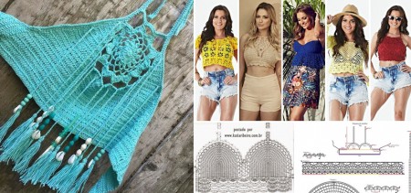 Top Cropped de Crochê – Gráficos, receitas e inspiração de modelos