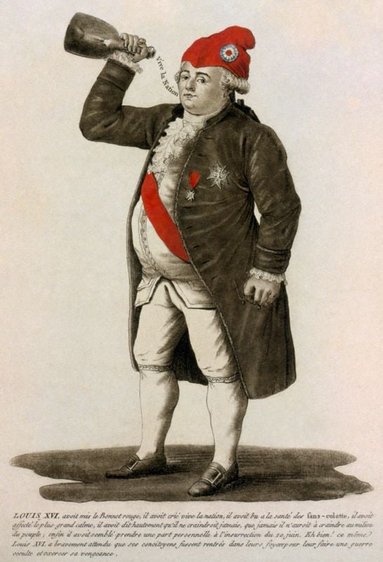 Luís XVI da França com um chapéu barrete vermelho 