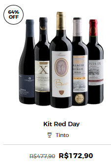 Print de kit red day, com 6 garrafas de vinho, com informação sobre seu valor