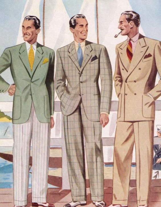Ilustração estilo terno masculino 1930-1940