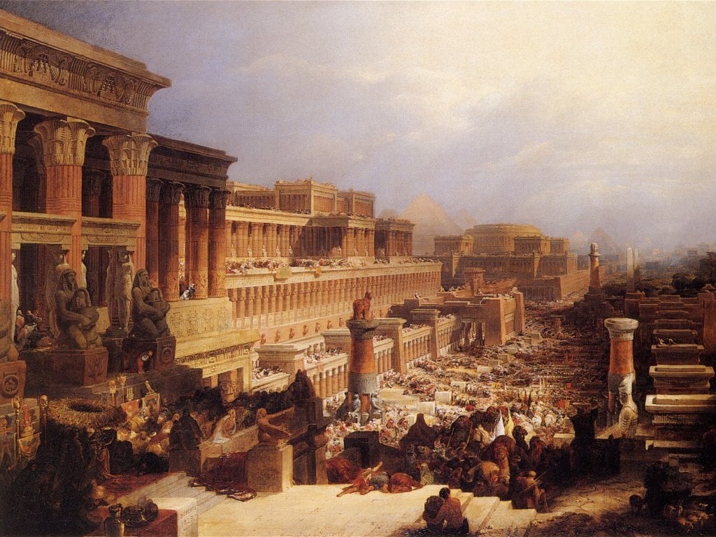 Quadro "Os israelitas saindo do Egito" de David Roberts, 1830. 