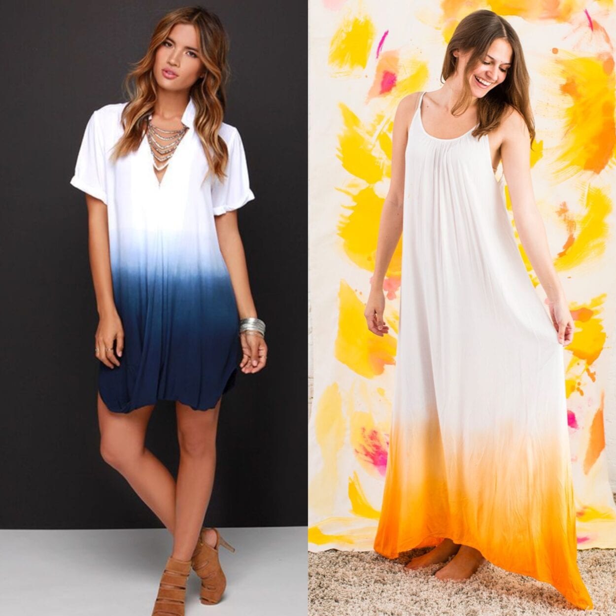 Tye dye degradê em vestidos Tye dye degradê em vestidos