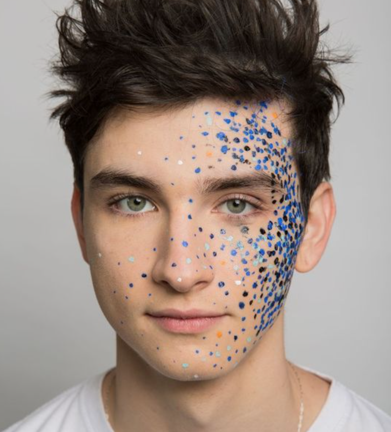 maquiagem masculina pontos de tinta