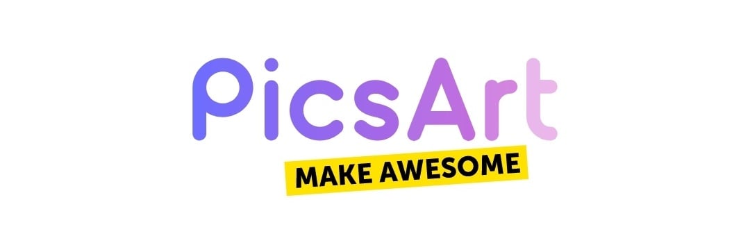 Logo do PicsArt em deagradê de roxo