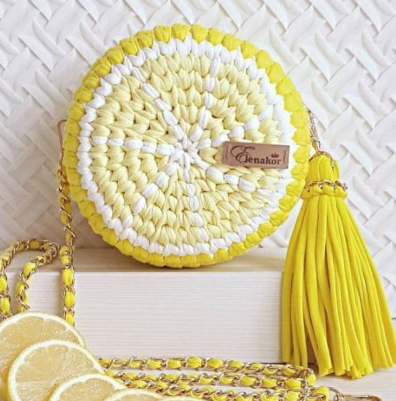 bolsa de croche de limão