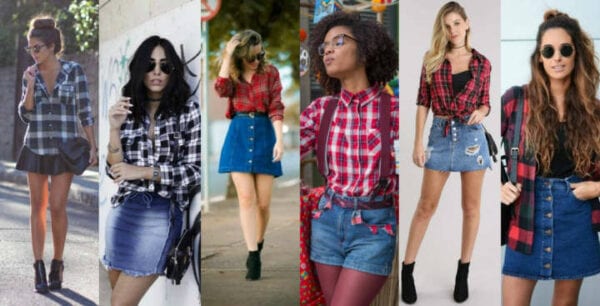 Montagem com vários looks juninos trabalhados com camisa xadrez Montagem com vários looks juninos trabalhados com camisa xadrez