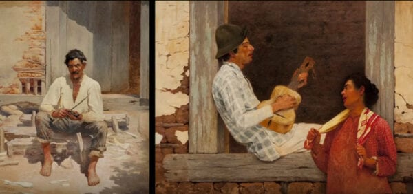 Imagem de pinturas da pinacoteca retratadas no vídeo