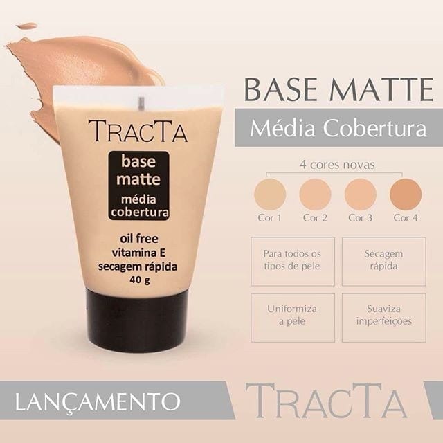 Base baratinha pele oleosa - foto de base de cobertura da Tracta Foto de Base Média Cobertura Tracta